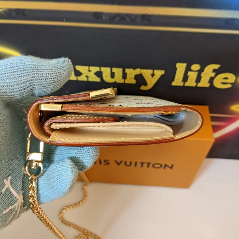 Authentic Louis Vuitton white multicolor Trifold  converted to crossbody - Picture 8 of 14